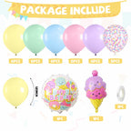 FunHot Pastel Balloons Set with Ice Cream Foil Balloons – 35pc 12in Macaron Colors for Birthday Parties
