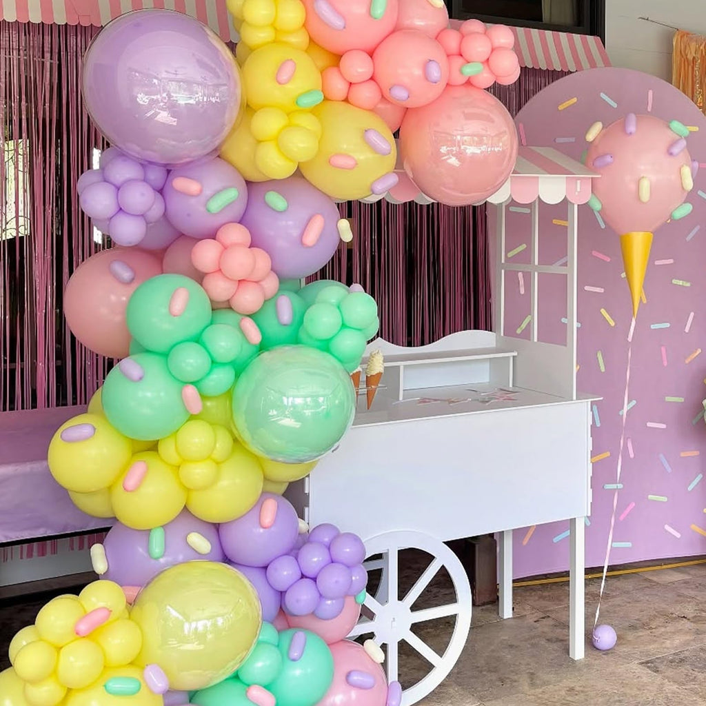 FunHot Pastel Balloons Set with Ice Cream Foil Balloons – 35pc 12in Macaron Colors for Birthday Parties