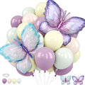 FunHot Pastel Butterfly Balloons Set – 35pc 12" Latex + 2 Giant Butterfly Foil Balloons for Princess Parties