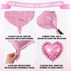 FunHot Red & Pink Balloons Set – Heart Foil & Confetti for Valentines, Weddings, Proposals