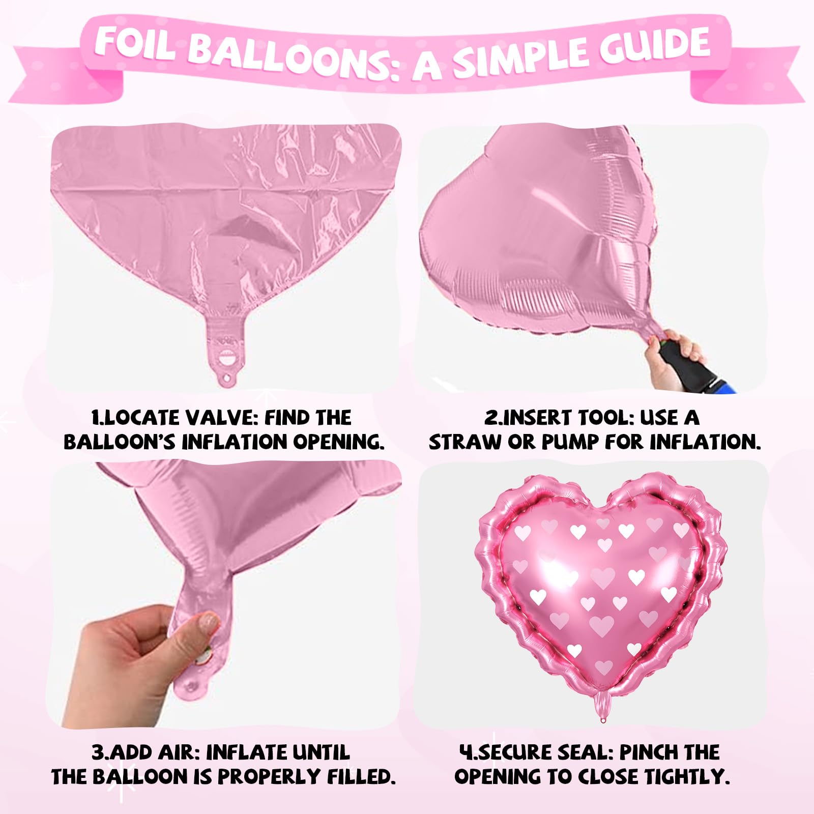 FunHot Red & Pink Balloons Set – Heart Foil & Confetti for Valentines, Weddings, Proposals
