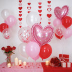 FunHot Red & Pink Balloons Set – Heart Foil & Confetti for Valentines, Weddings, Proposals