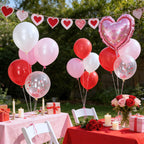 FunHot Red & Pink Balloons Set – Heart Foil & Confetti for Valentines, Weddings, Proposals