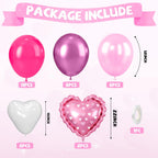 FunHot Hot Pink Heart Balloons Set – 11 Pink Hearts, Pearl Pink & Magenta Mix, 2 Foil Hearts