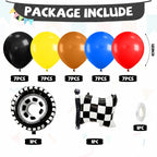 FunHot Race Car Balloons Set – Checkered Flag & Tire Balloons for Racing Party Decor