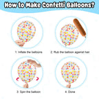 FunHot Red Yellow Blue Balloons Kit – 12 Inch Cow Print, Sky Cloud Print & Confetti for Kids' Parties