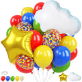 FunHot Red Yellow Blue Balloons Set – 12 Inch Confetti with Cloud & Gold Star Foil