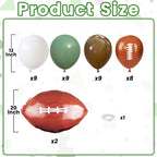 FunHot Football Balloons Kit – 12in Sage Green, White & Brown Football Print Balloons for Party Decor