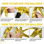 FunHot Black Gold Star Balloons – 18 Pcs Set with 6x22-Inch Explosion Stars & 12x10-Inch Four-Point Stars