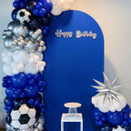 FunHot Blue Soccer Balloons Set – Navy, Metallic Blue, White & Silver Foil Balloons for Soccer Party Decor