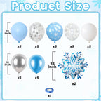 FunHot Snowflake Balloons Kit — 12in Metallic Blue, Silver & White with Snowflake Print & Foil Balloons