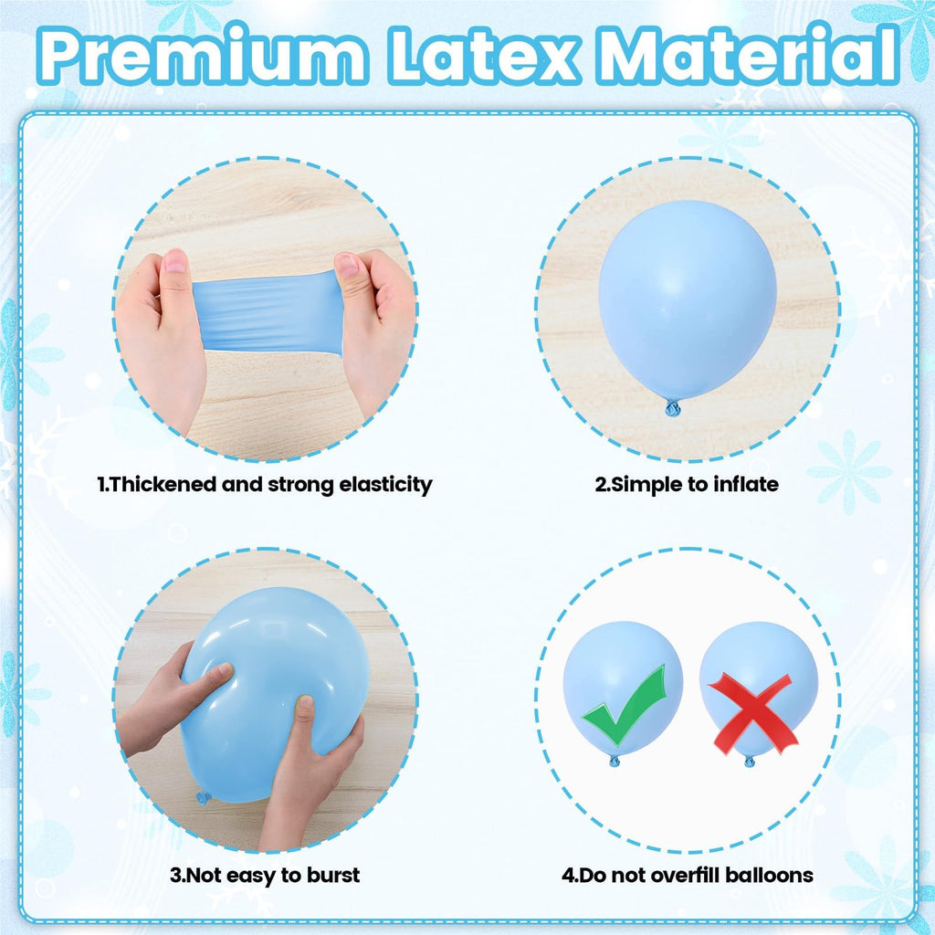 FunHot Snowflake Balloons Kit — 12in Metallic Blue, Silver & White with Snowflake Print & Foil Balloons