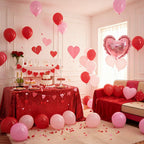 FunHot Valentines Day Balloons Set — Pink & Red Heart Foil Balloons for Weddings