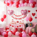 FunHot Valentines Day Balloons Set — Pink & Red Heart Foil Balloons for Weddings