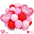FunHot Valentines Day Balloons Set — Pink & Red Heart Foil Balloons for Weddings