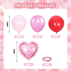 FunHot Valentines Day Balloons Set — Pink & Red Heart Foil Balloons for Weddings