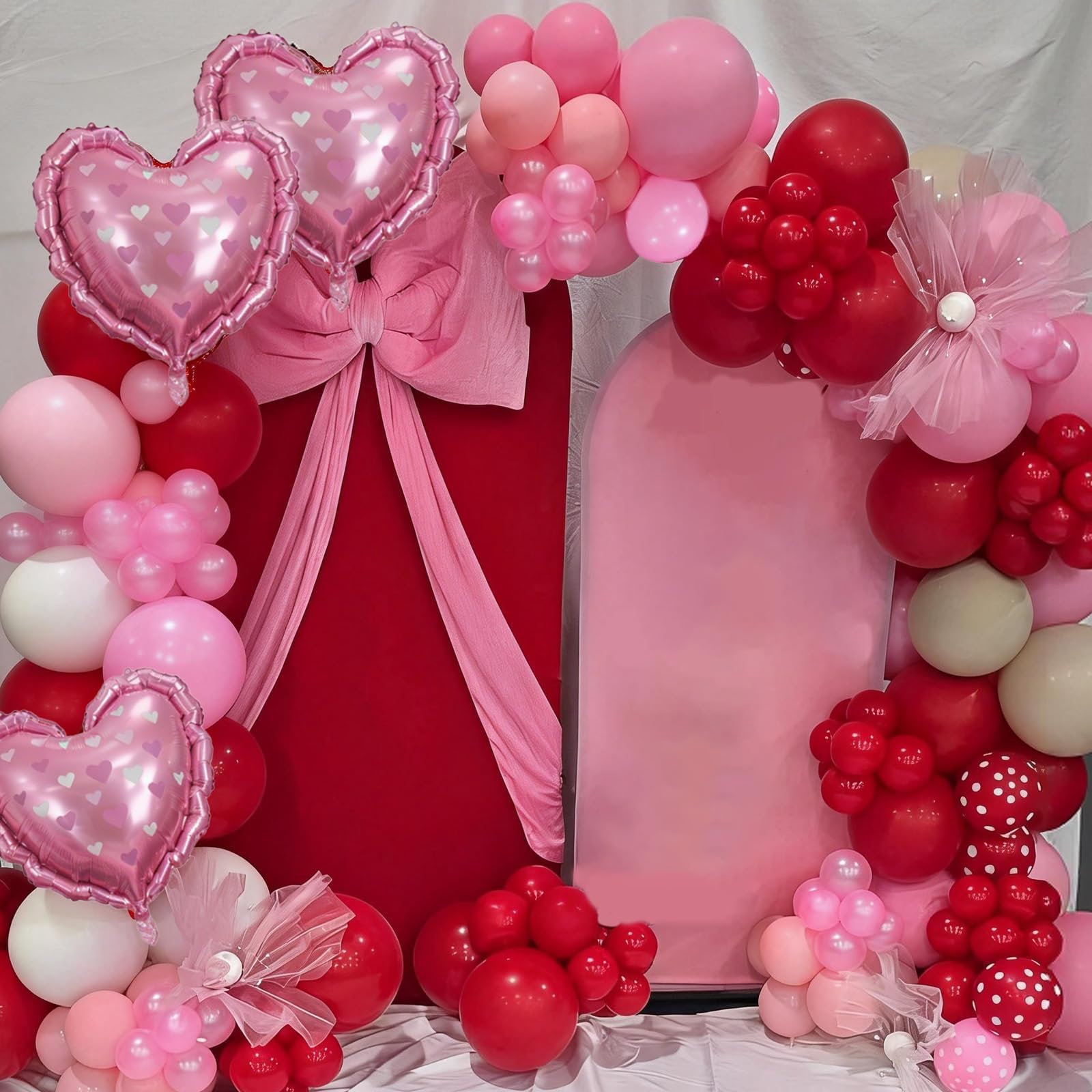 FunHot Valentines Day Balloons Set — Pink & Red Heart Foil Balloons for Weddings