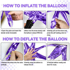 FunHot 18 Pcs Black Purple Star Balloons | 22-Inch Explosion Stars & 10-Inch Four-Point Stars