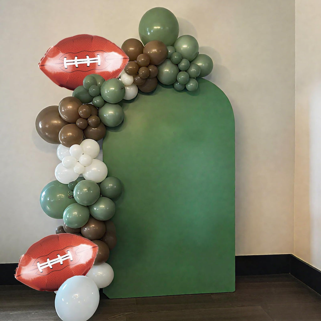 FunHot Football Balloons Kit – 12in Sage Green, White & Brown Football Print Balloons for Party Decor