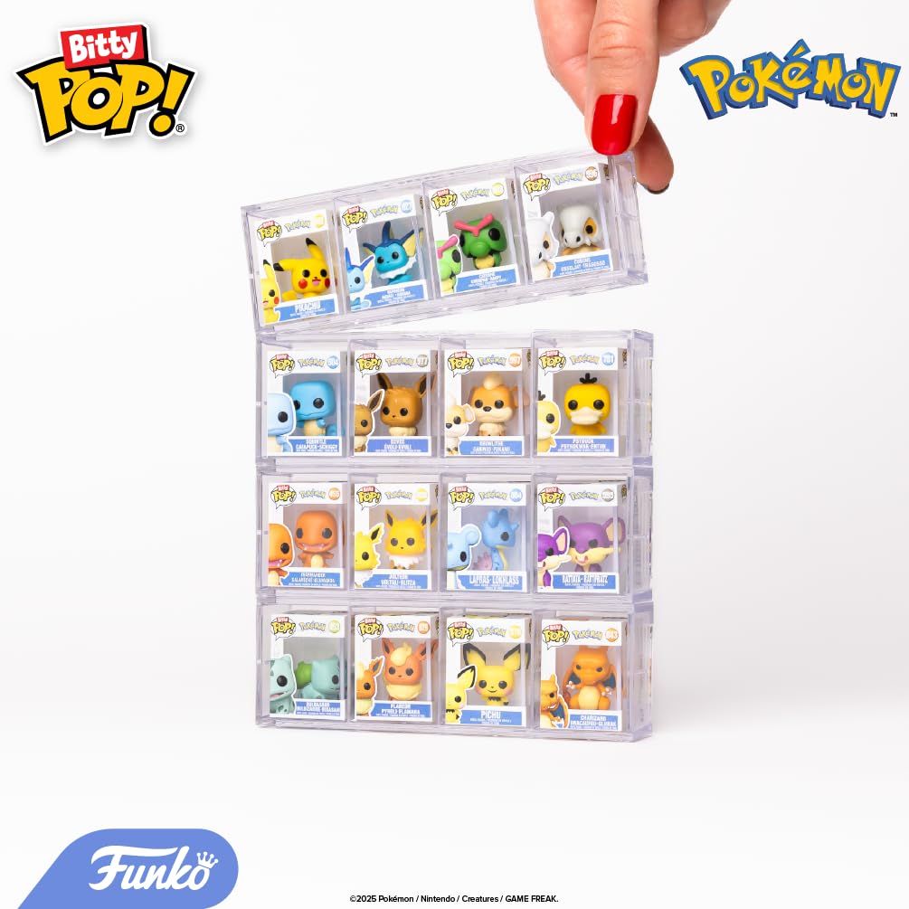 Funko Pop Bitty Pokemon Squirtle, Eevee, Growlithe & Psyduck – 0.9-Inch Collectibles with Stackable Display Case