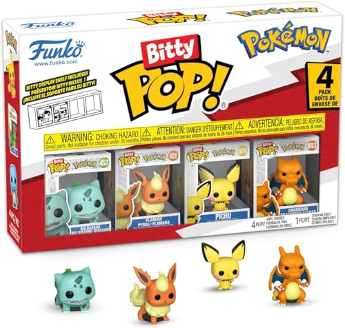 Funko Pop! Bitty Pokemon: Bulbasaur, Flareon, Pichu & Charizard – 0.9-Inch Collectibles with Stackable Display Case