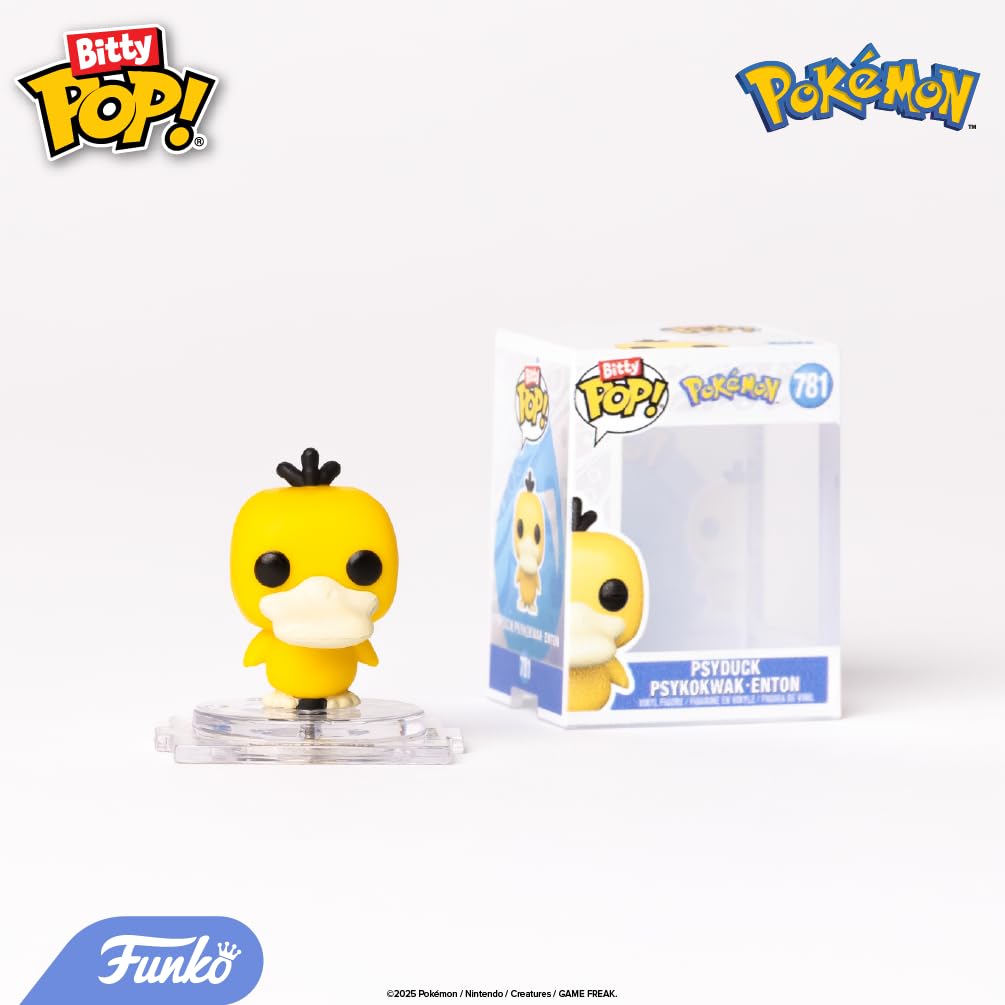 Funko Pop Bitty Pokemon Squirtle, Eevee, Growlithe & Psyduck – 0.9-Inch Collectibles with Stackable Display Case