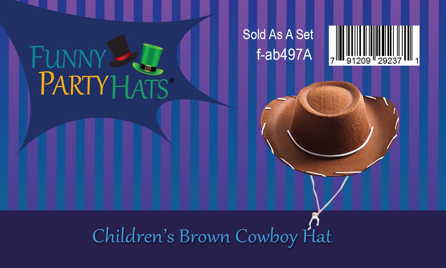 Funny Party Hats Childrens Brown Felt Cowboy Hat – Size Small
