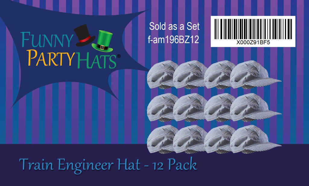 Funny Party Hats Train Conductor Hat – Adjustable Engineer Costumes (12 Pack)