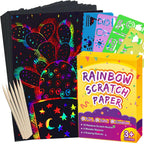 FUNNYB&G Rainbow Scratch Paper Art Kit – 200 Pcs for Kids | Creative Scratch Crafts & Party Activities