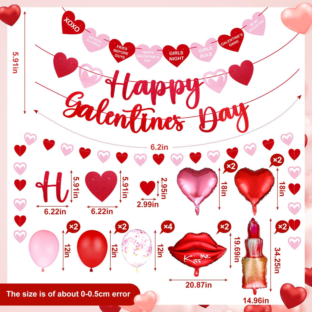 Funnymoom 133-Piece Galentine's Day Decorations & Dinnerware Set