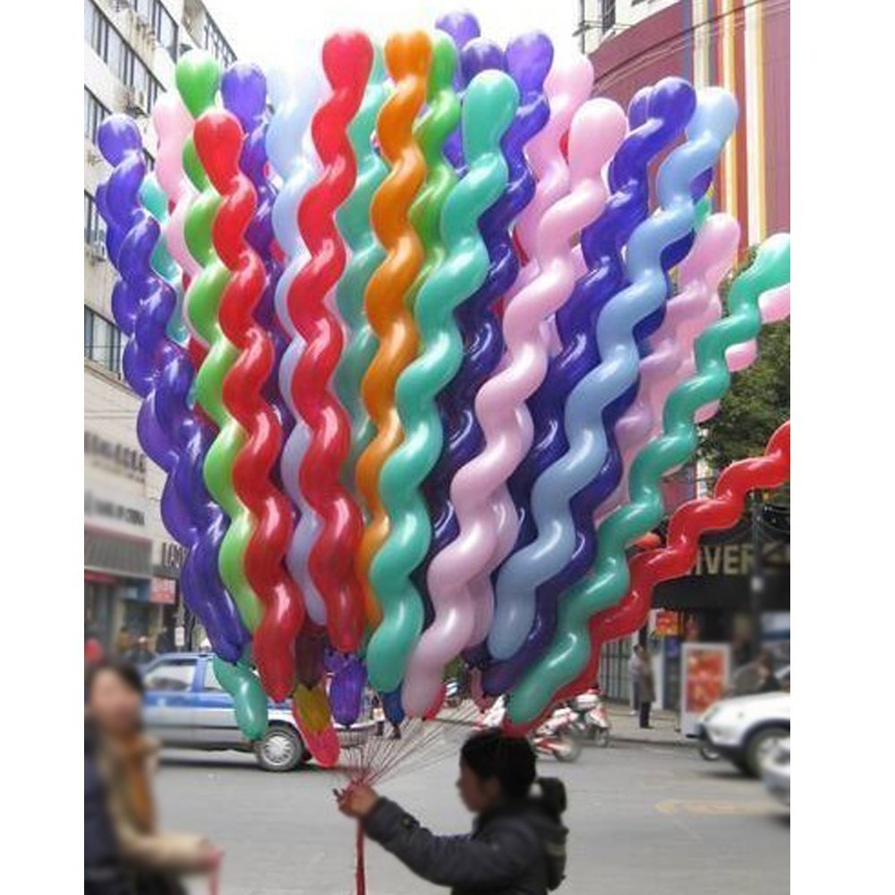 FUNPRT 40-Inch Latex Spiral Balloons - 100 Count Assorted Party Balloons