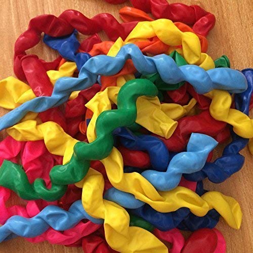 FUNPRT 40-Inch Latex Spiral Balloons - 100 Count Assorted Party Balloons