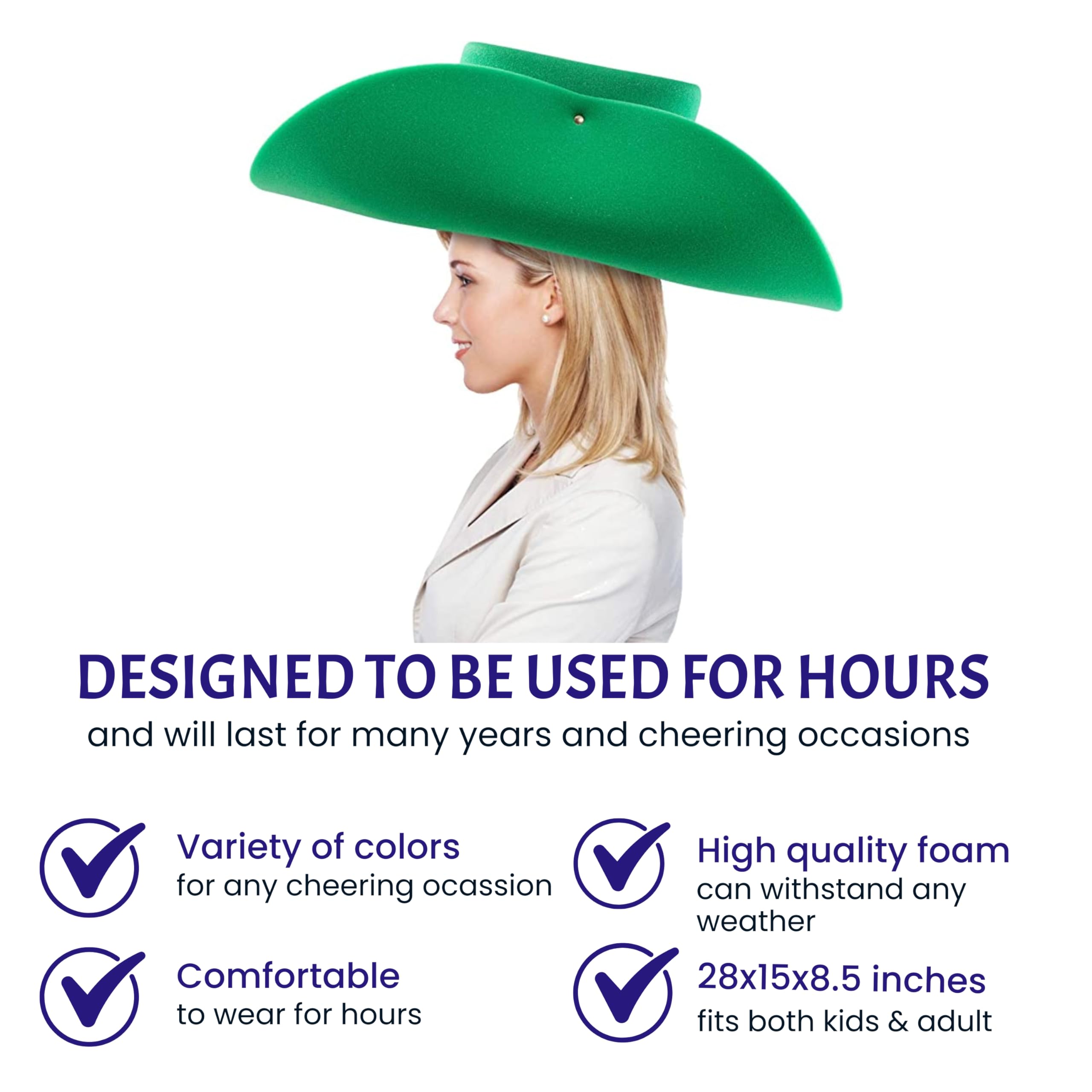 FUNSTITUTION Giant Yellow Foam Cowboy Hat | Oversized Party Hat for Adults & Kids