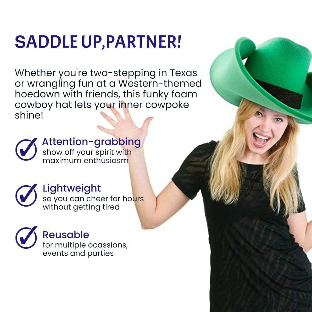 FUNSTITUTION Giant Yellow Foam Cowboy Hat | Oversized Party Hat for Adults & Kids