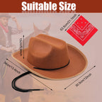 Funtery 20-Pack Kids Cowboy Hats with Red Bandanas - 10 Sets Western Party Costume Accessories