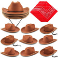 Funtery 20-Pack Kids Cowboy Hats with Red Bandanas - 10 Sets Western Party Costume Accessories