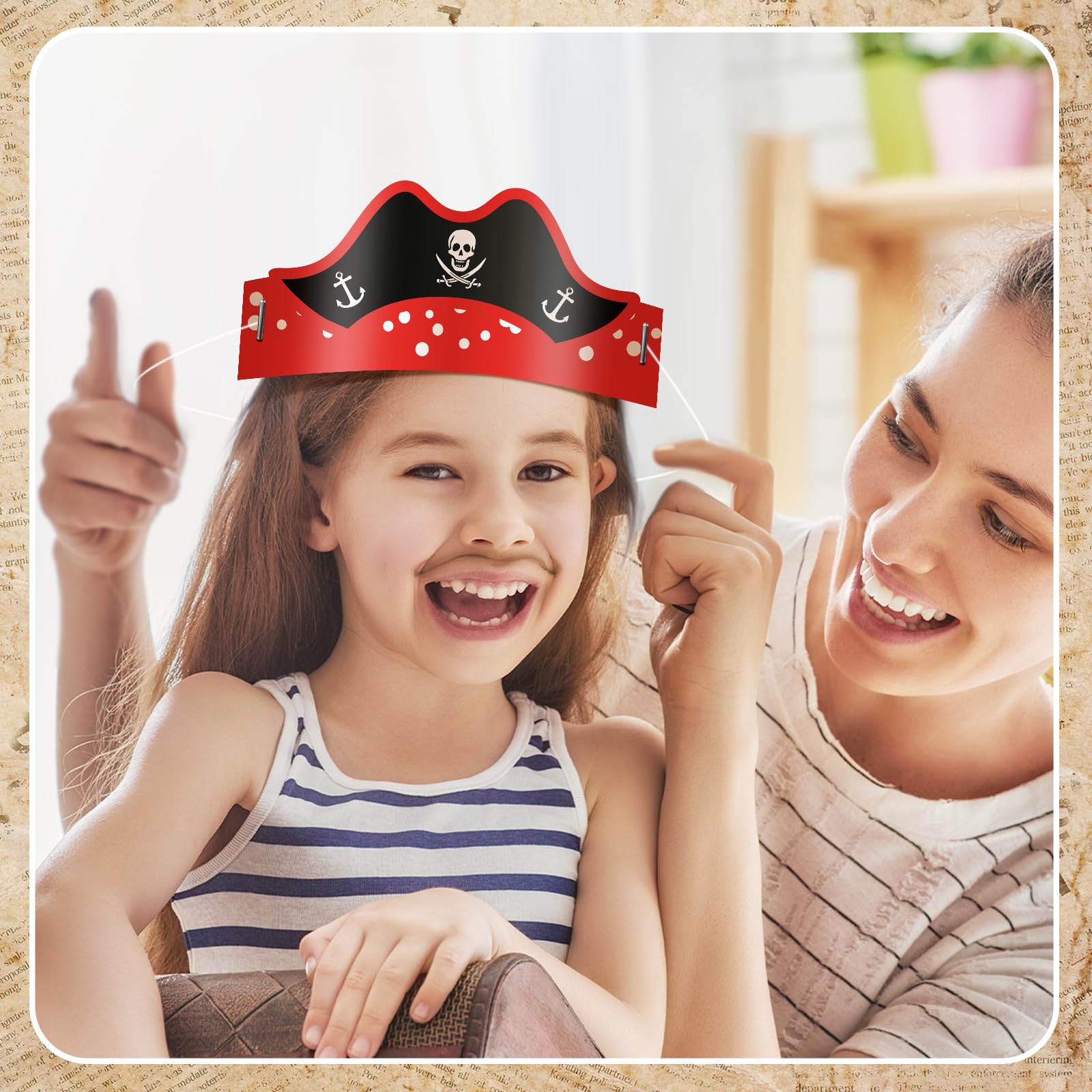 Funtery 48 Pcs Pirate Hat Party Accessories – Kids Halloween Pirate Favors