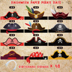 Funtery 48 Pcs Pirate Hat Party Accessories – Kids Halloween Pirate Favors