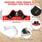 Funtery 48 Pcs Pirate Hat Party Accessories – Kids Halloween Pirate Favors