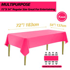 FUNTOOB Hot Pink Tablecloth 4-Pack – 54 x 72 in Disposable Party Cover