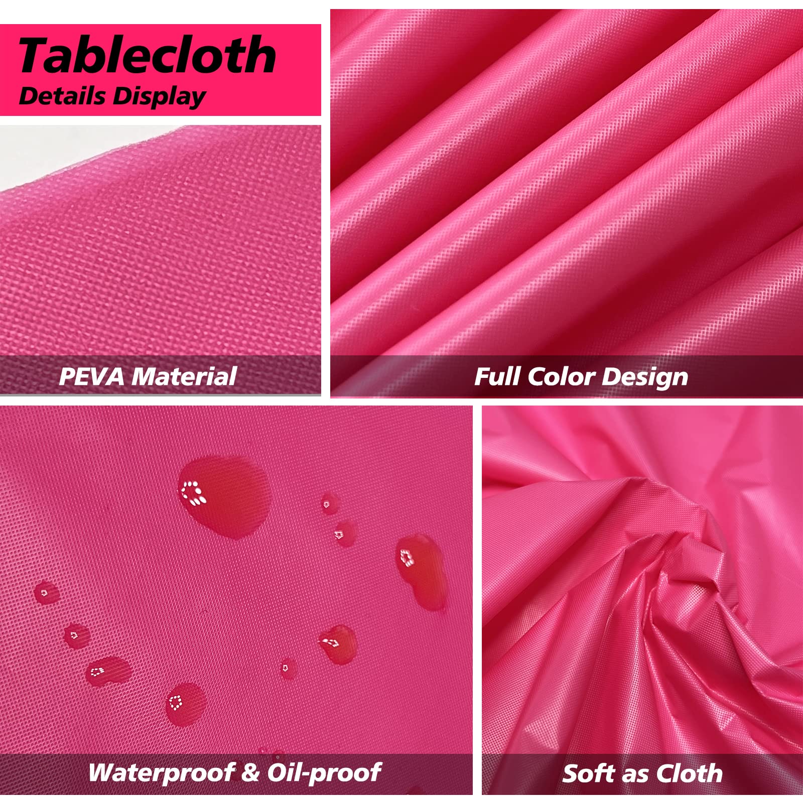 FUNTOOB Hot Pink Tablecloth 4-Pack – 54 x 72 in Disposable Party Cover