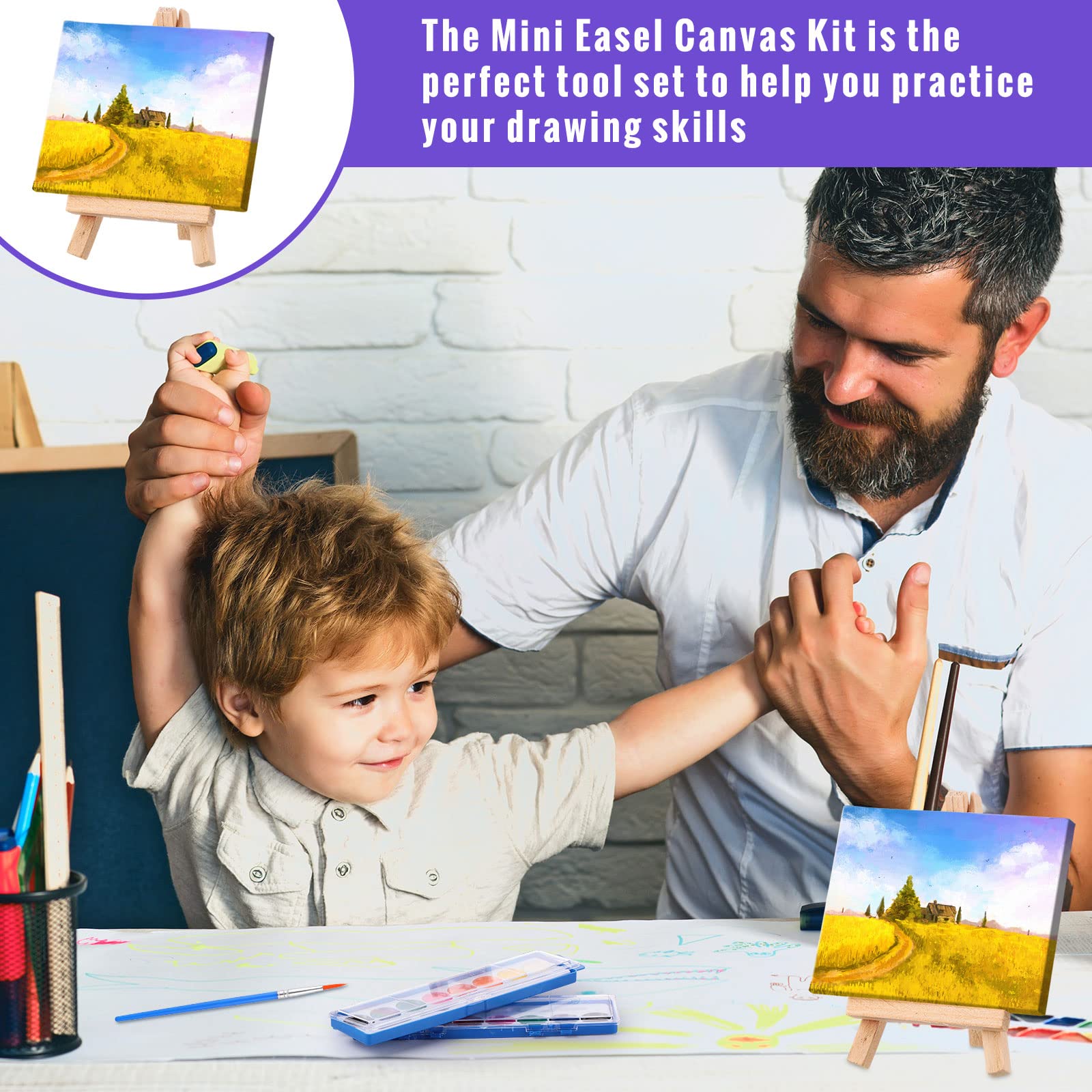 Fuutreo 24 Pcs Watercolor Paint Sets with Mini Canvas Easels | Kids Party Favors & Art Supplies