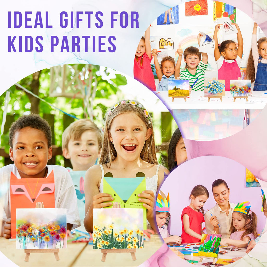 Fuutreo 24 Pcs Watercolor Paint Sets with Mini Canvas Easels | Kids Party Favors & Art Supplies