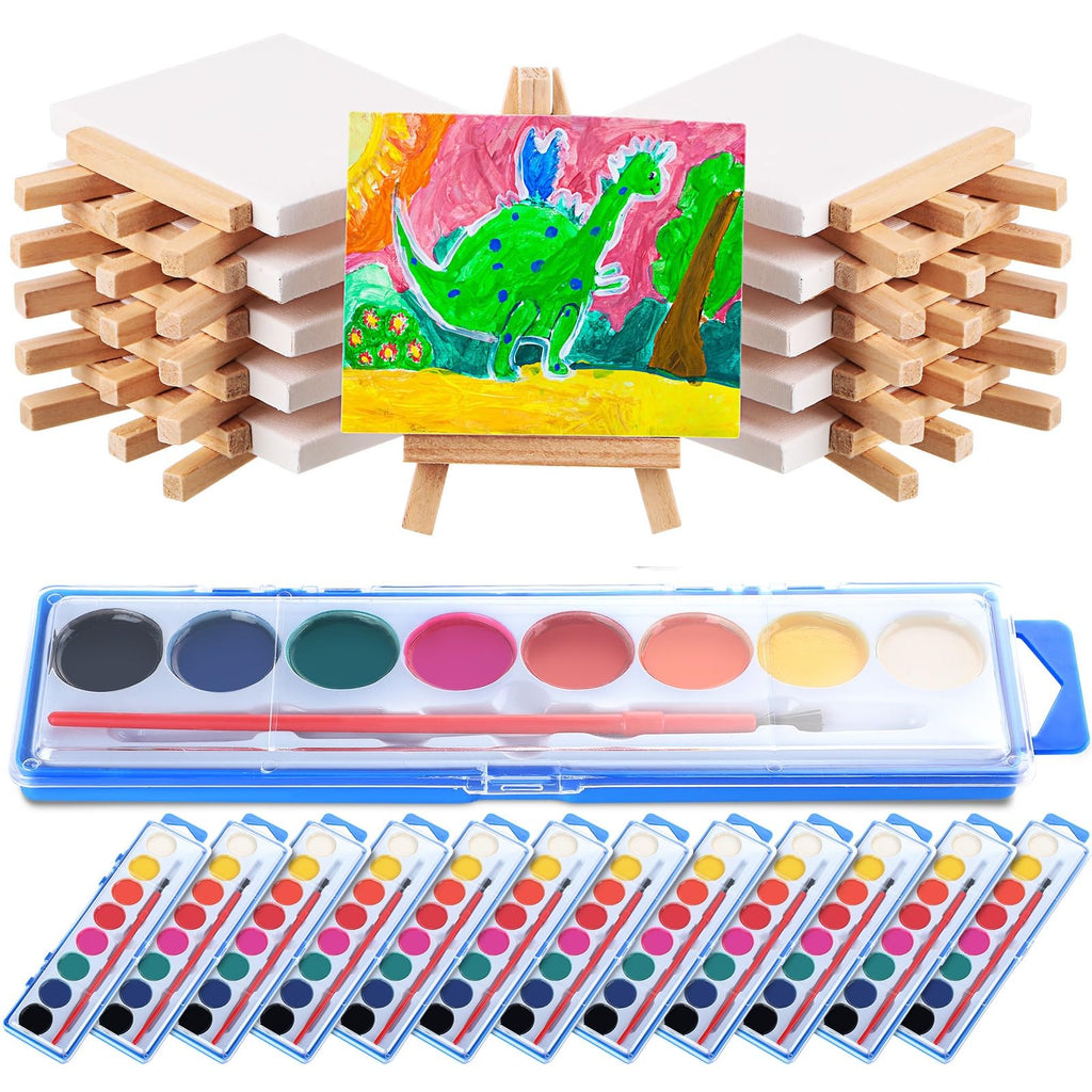 Fuutreo 24 Pcs Watercolor Paint Sets with Mini Canvas Easels | Kids Party Favors & Art Supplies