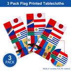 FuWeave 3 Pack International Flag Table Cover – World Flags Tablecloth 108x54 in