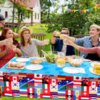 FuWeave 3 Pack International Flag Table Cover – World Flags Tablecloth 108x54 in