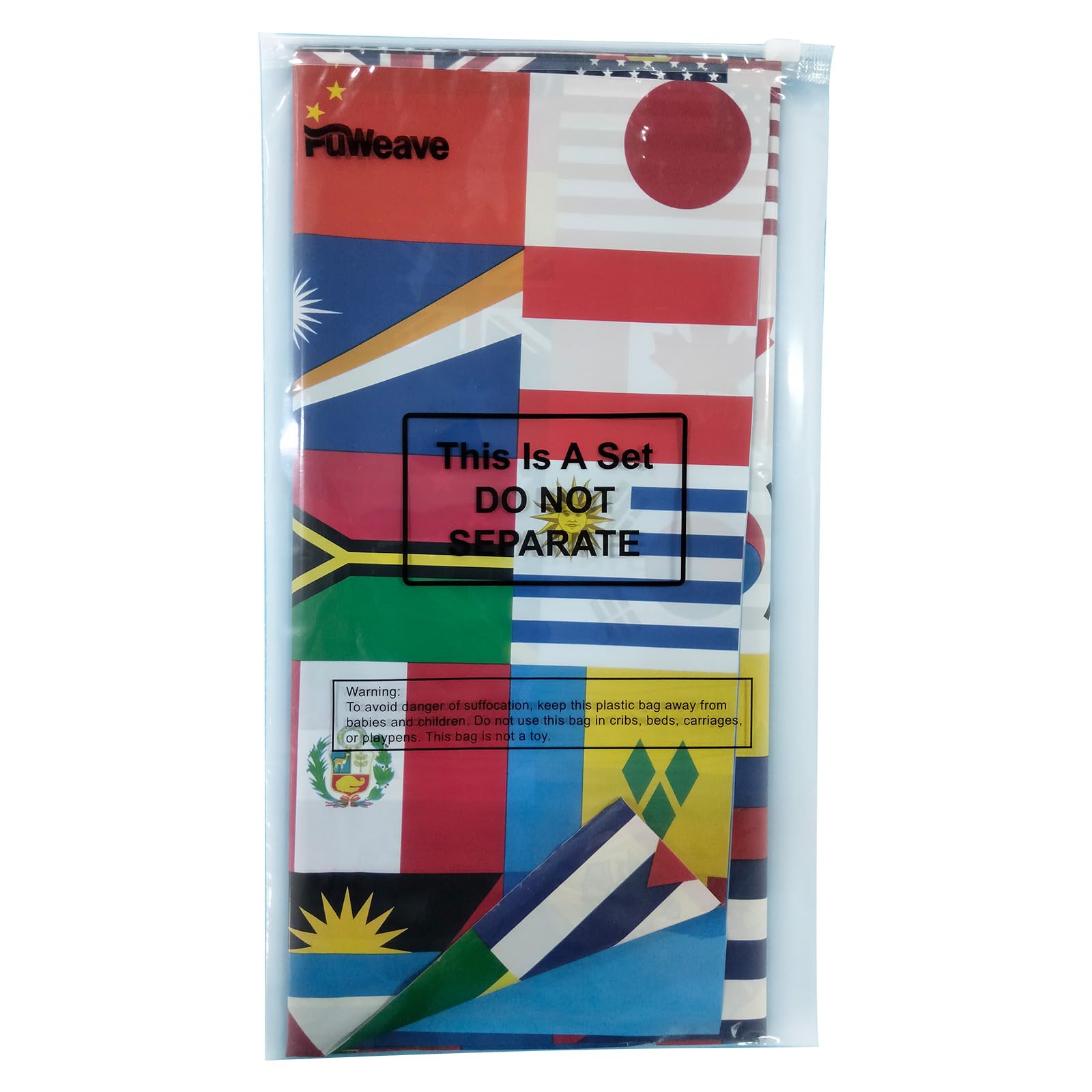 FuWeave 3 Pack International Flag Table Cover – World Flags Tablecloth 108x54 in