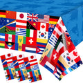 FuWeave 3 Pack International Flag Table Cover – World Flags Tablecloth 108x54 in