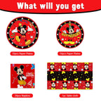 Fuyhiuous Mickey Party Supplies 41Pack – 20 Plates, 20 Napkins, 1 Tablecloth for Birthday Party Decoration (Red)