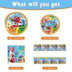 Fuyhiuous Number Blocks Party Supplies 41-Pack – Plates, Napkins & Tablecloth for Birthday Decor